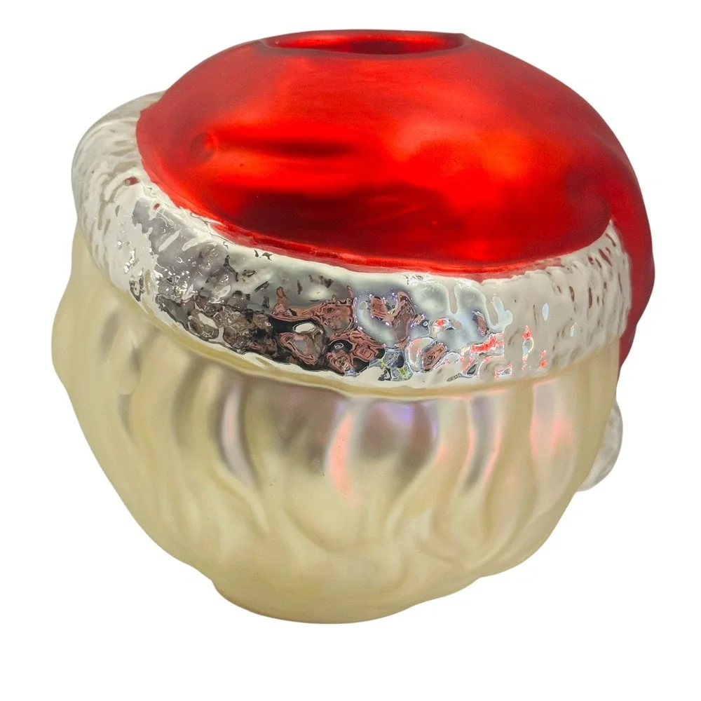 Dept 56 Mercury‎ Glass Santa Votive Tealight Holder Handpainted Xmas Decor Vtg